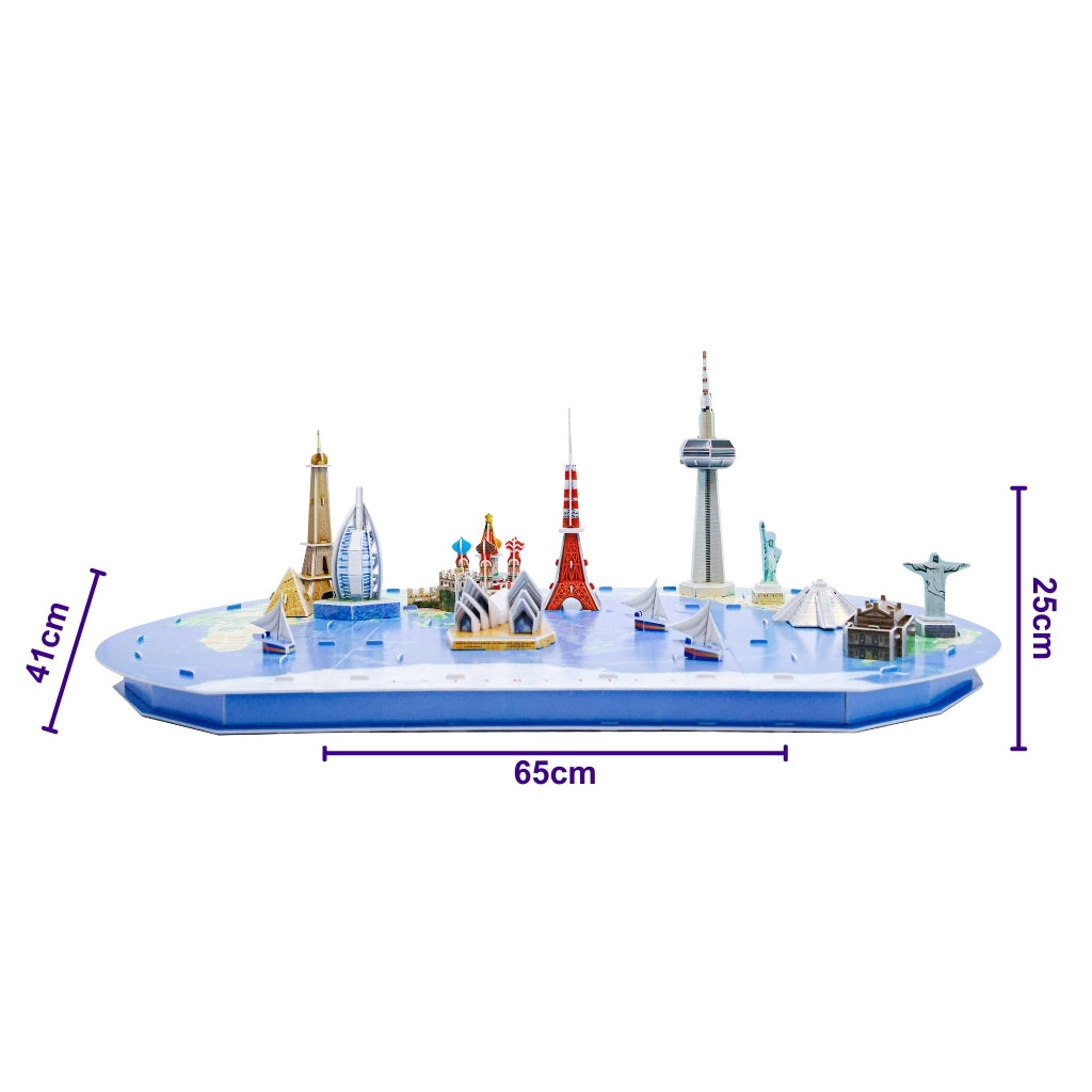 World Trip Map 3D Puzzle With Dimensions